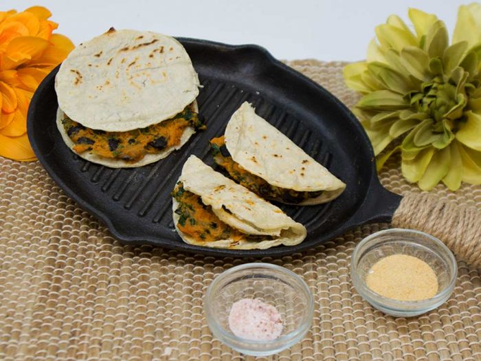 Sweet Potato Quesadillas with Kale