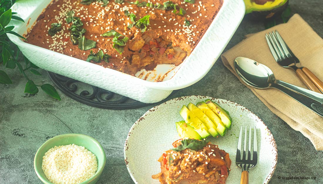 Mexican-Enchilada-Pie-with-Mole-Sauce